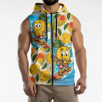 Aloha Hawaii Summer Sleeveless Zip Hoodie Hawaiian Lei Surfing Mango Palaka Motifs