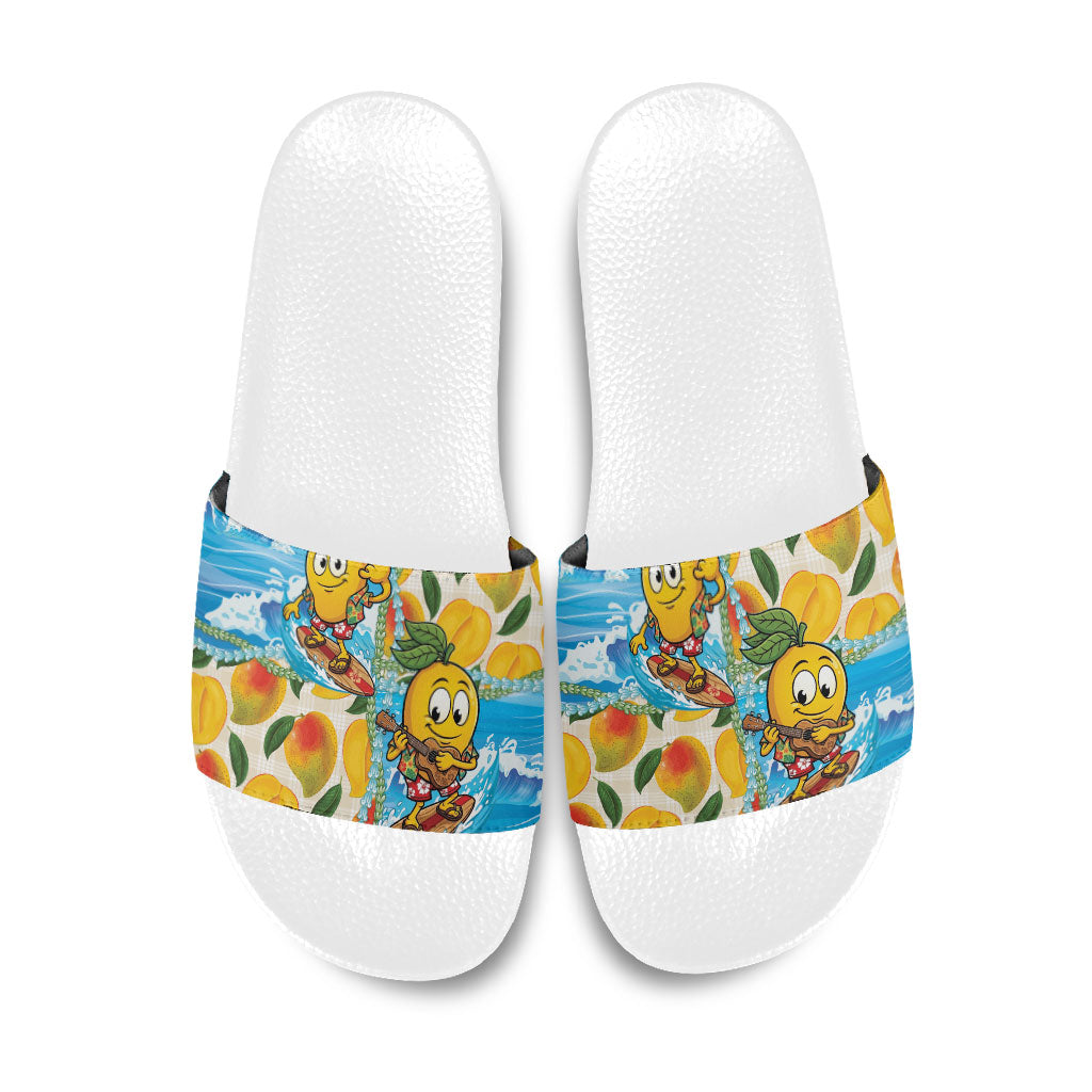 Aloha Hawaii Summer Slide Sandals Hawaiian Lei Surfing Mango Palaka Motifs