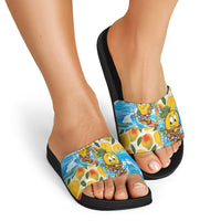 Aloha Hawaii Summer Slide Sandals Hawaiian Lei Surfing Mango Palaka Motifs