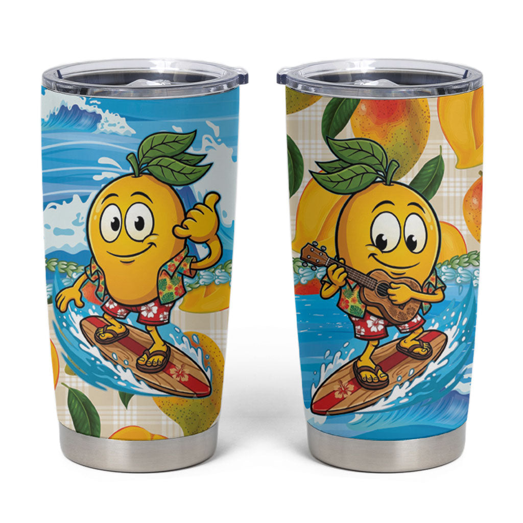 Aloha Hawaii Summer Tumbler Cup Hawaiian Lei Surfing Mango Palaka Motifs