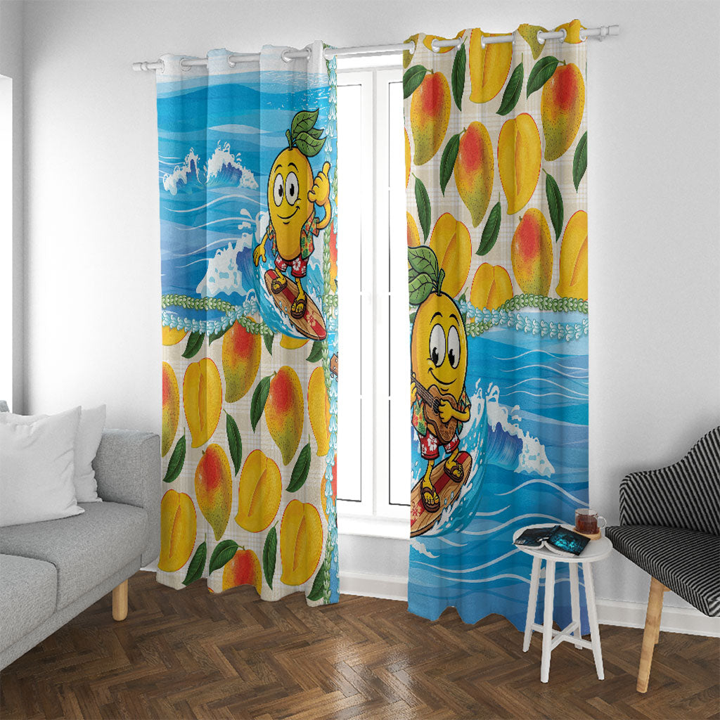 Aloha Hawaii Summer Window Curtain Hawaiian Lei Surfing Mango Palaka Motifs