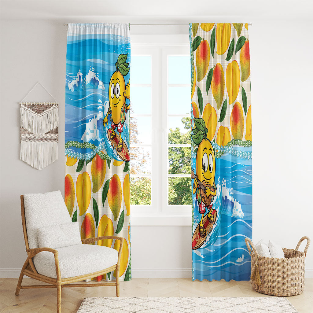 Aloha Hawaii Summer Window Curtain Hawaiian Lei Surfing Mango Palaka Motifs