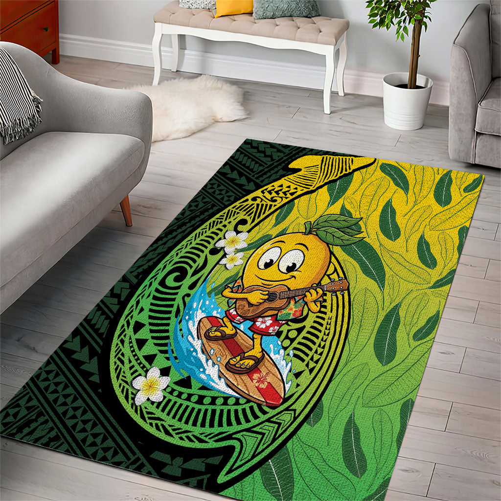 Hawaii Surfing Mango Area Rug Manako Polynesian Fish Hook