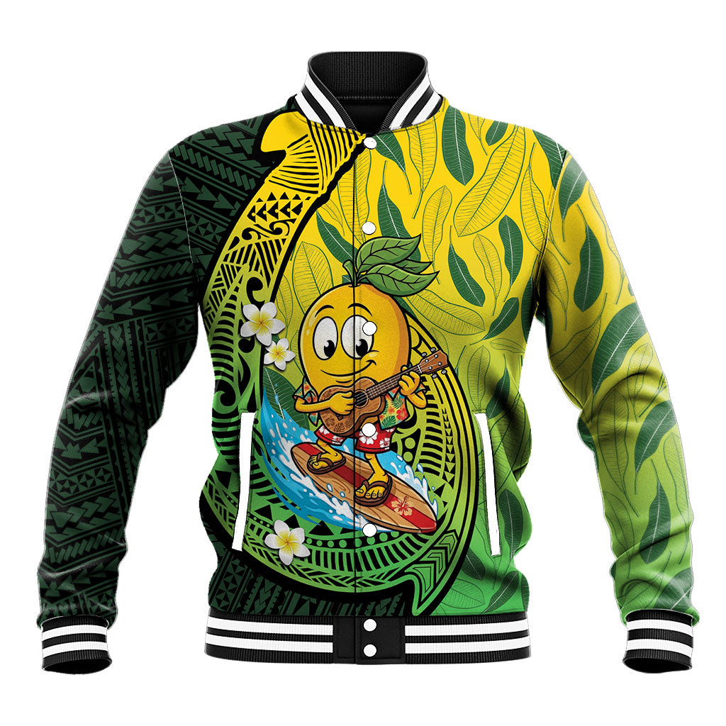Hawaii Surfing Mango Baseball Jacket Manako Polynesian Fish Hook