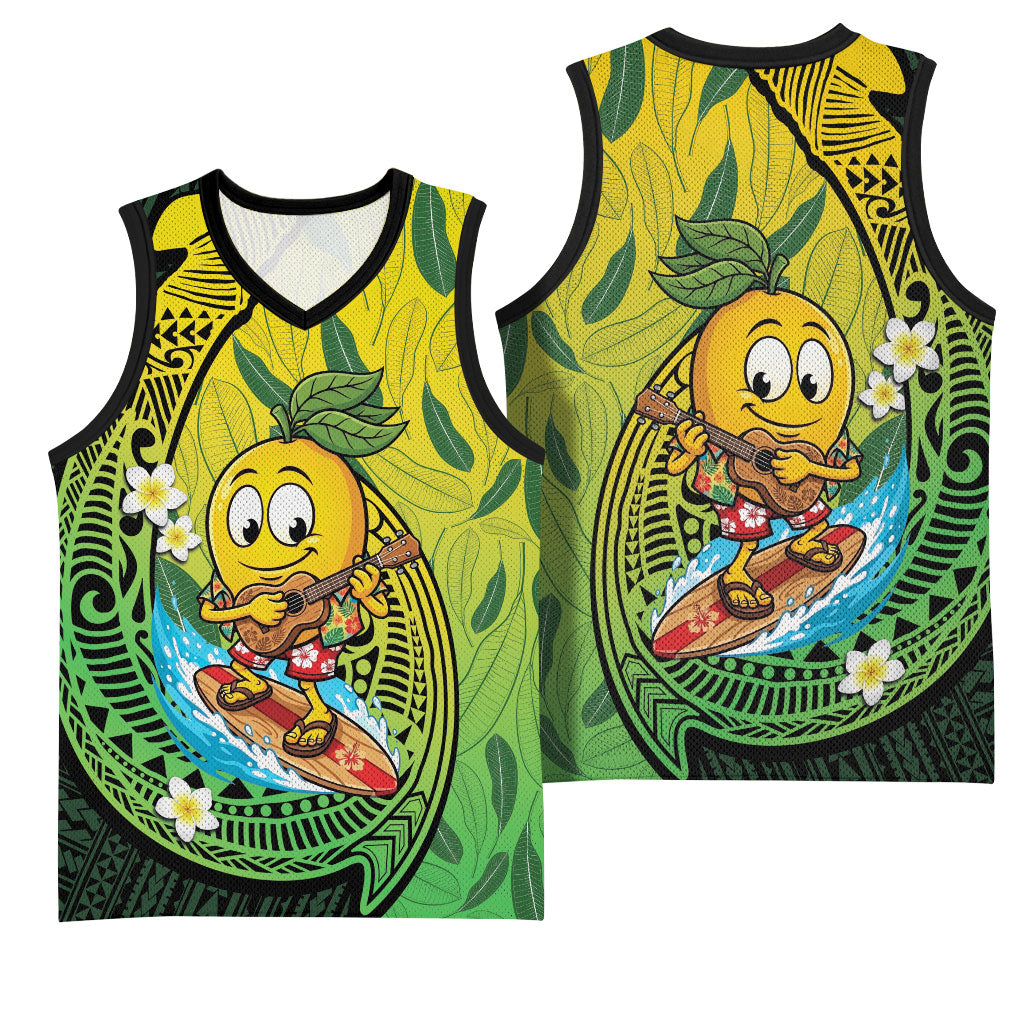 Hawaii Surfing Mango Basketball Jersey Manako Polynesian Fish Hook LT14 - Polynesian Pride
