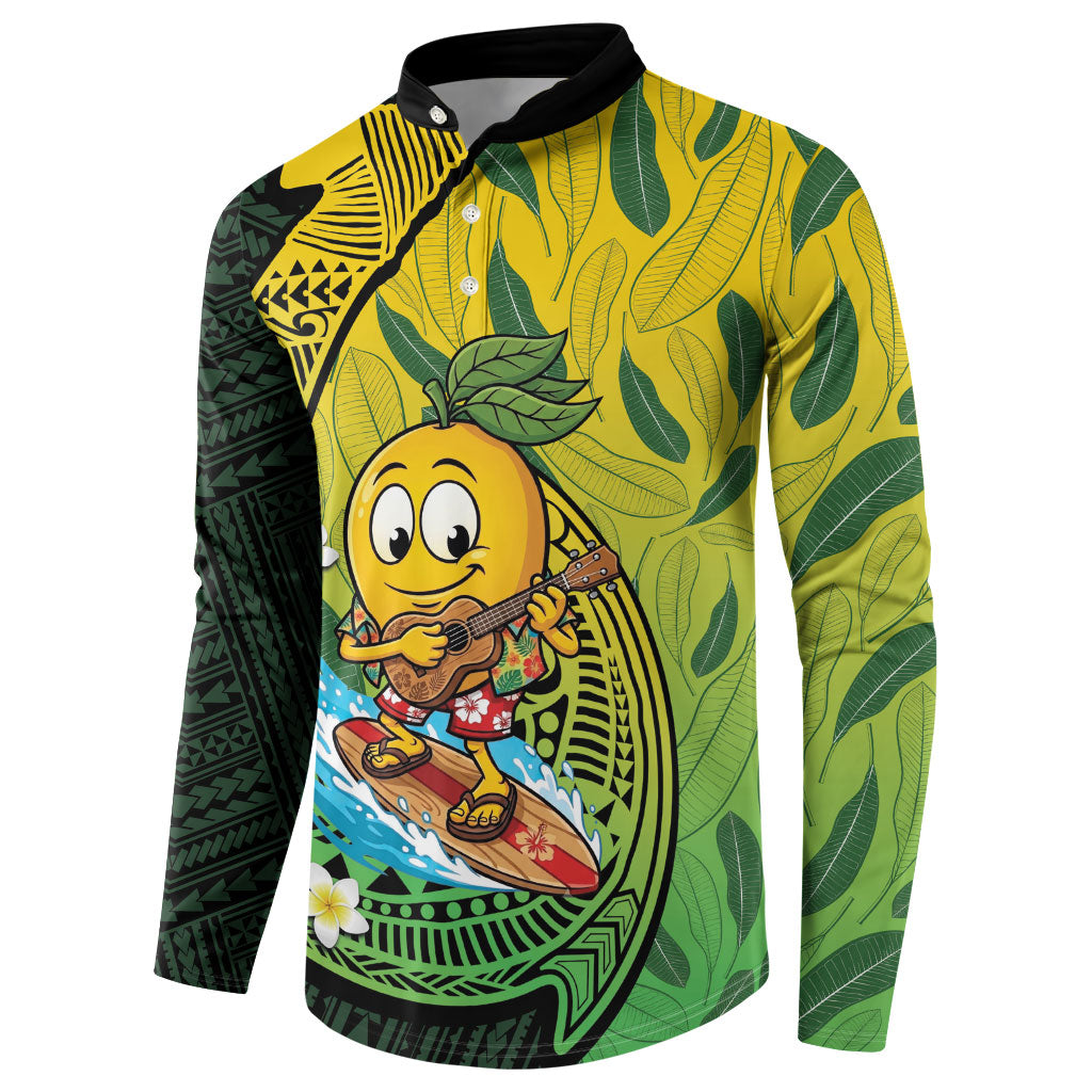 Hawaii Surfing Mango Button Sweatshirt Manako Polynesian Fish Hook