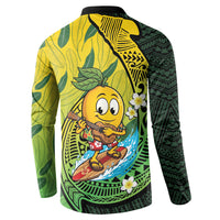 Hawaii Surfing Mango Button Sweatshirt Manako Polynesian Fish Hook