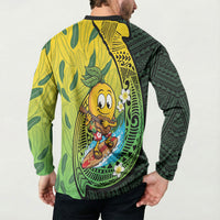 Hawaii Surfing Mango Button Sweatshirt Manako Polynesian Fish Hook