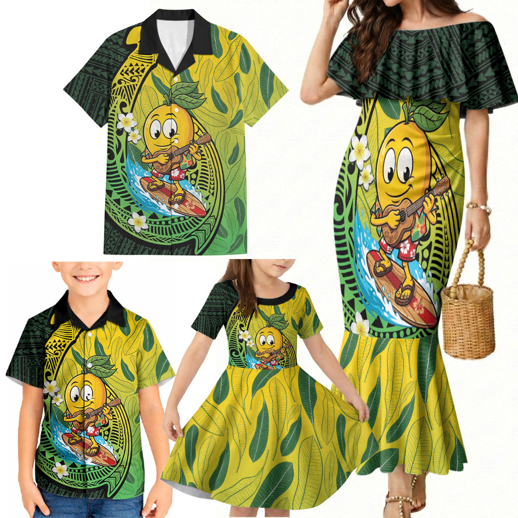 Hawaii Surfing Mango Family Matching Mermaid Dress and Hawaiian Shirt Manako Polynesian Fish Hook LT14 - Polynesian Pride