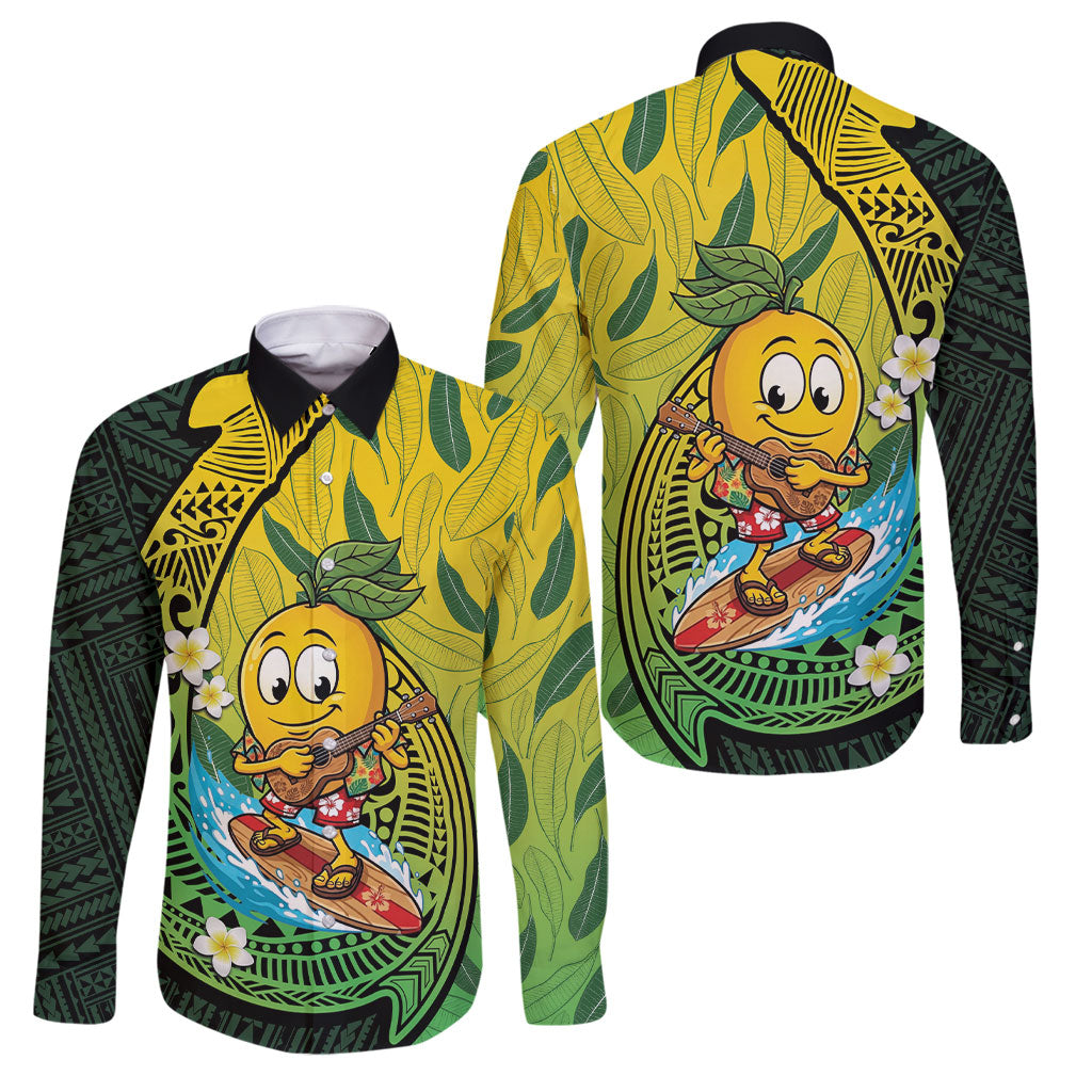 Hawaii Surfing Mango Family Matching Off The Shoulder Long Sleeve Dress and Hawaiian Shirt Manako Polynesian Fish Hook