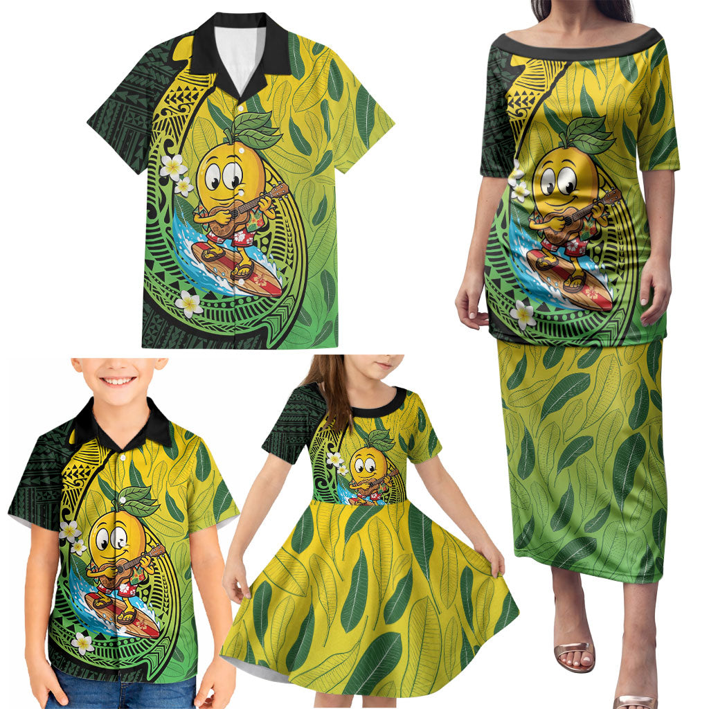 Hawaii Surfing Mango Family Matching Puletasi and Hawaiian Shirt Manako Polynesian Fish Hook LT14 - Polynesian Pride