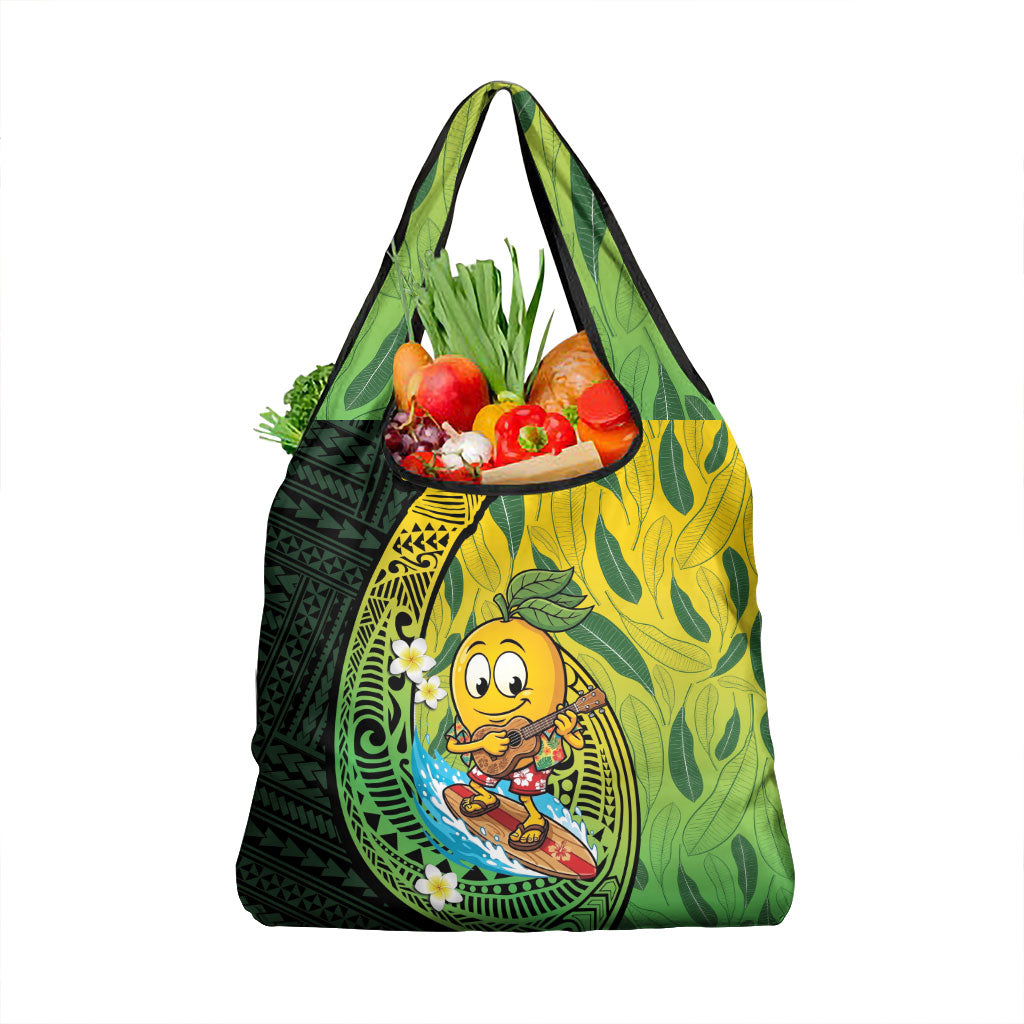 Hawaii Surfing Mango Grocery Bag Manako Polynesian Fish Hook