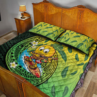 Hawaii Surfing Mango Quilt Bed Set Manako Polynesian Fish Hook