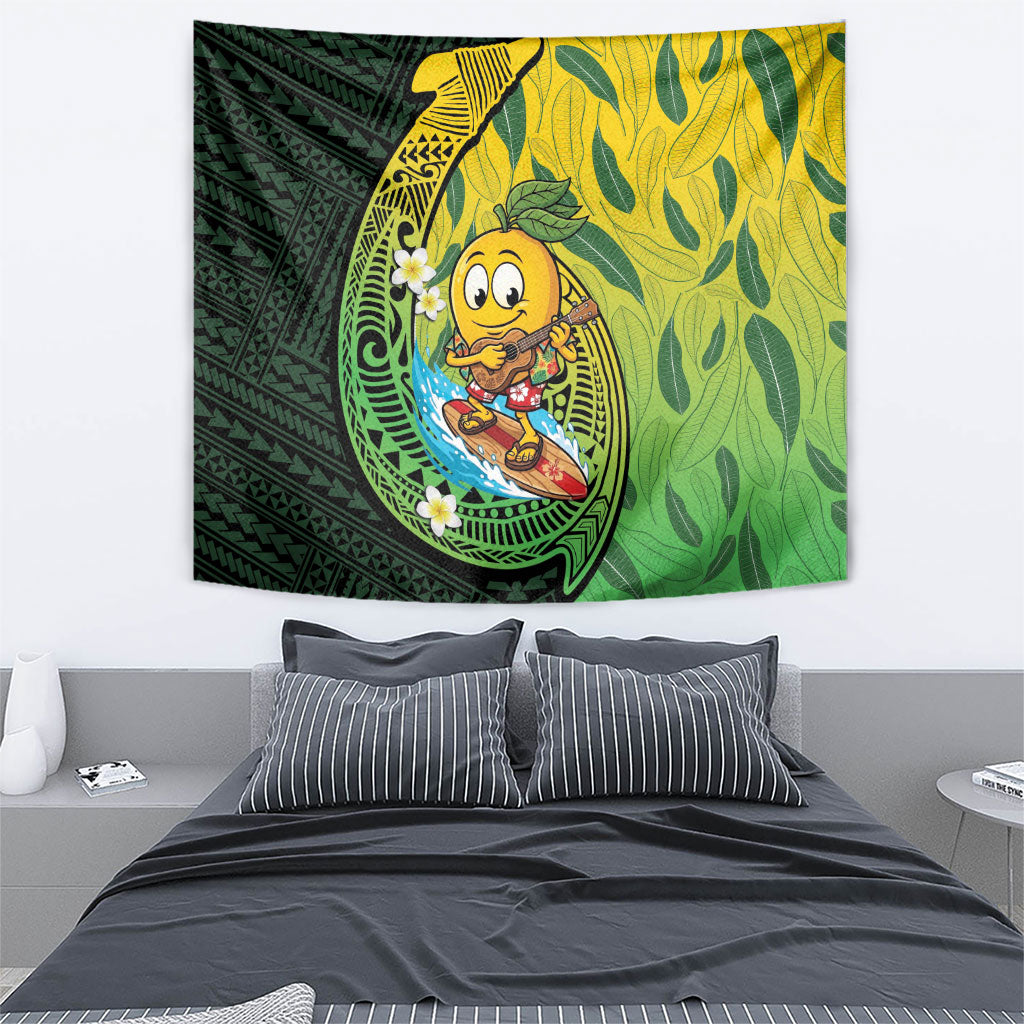Hawaii Surfing Mango Tapestry Manako Polynesian Fish Hook