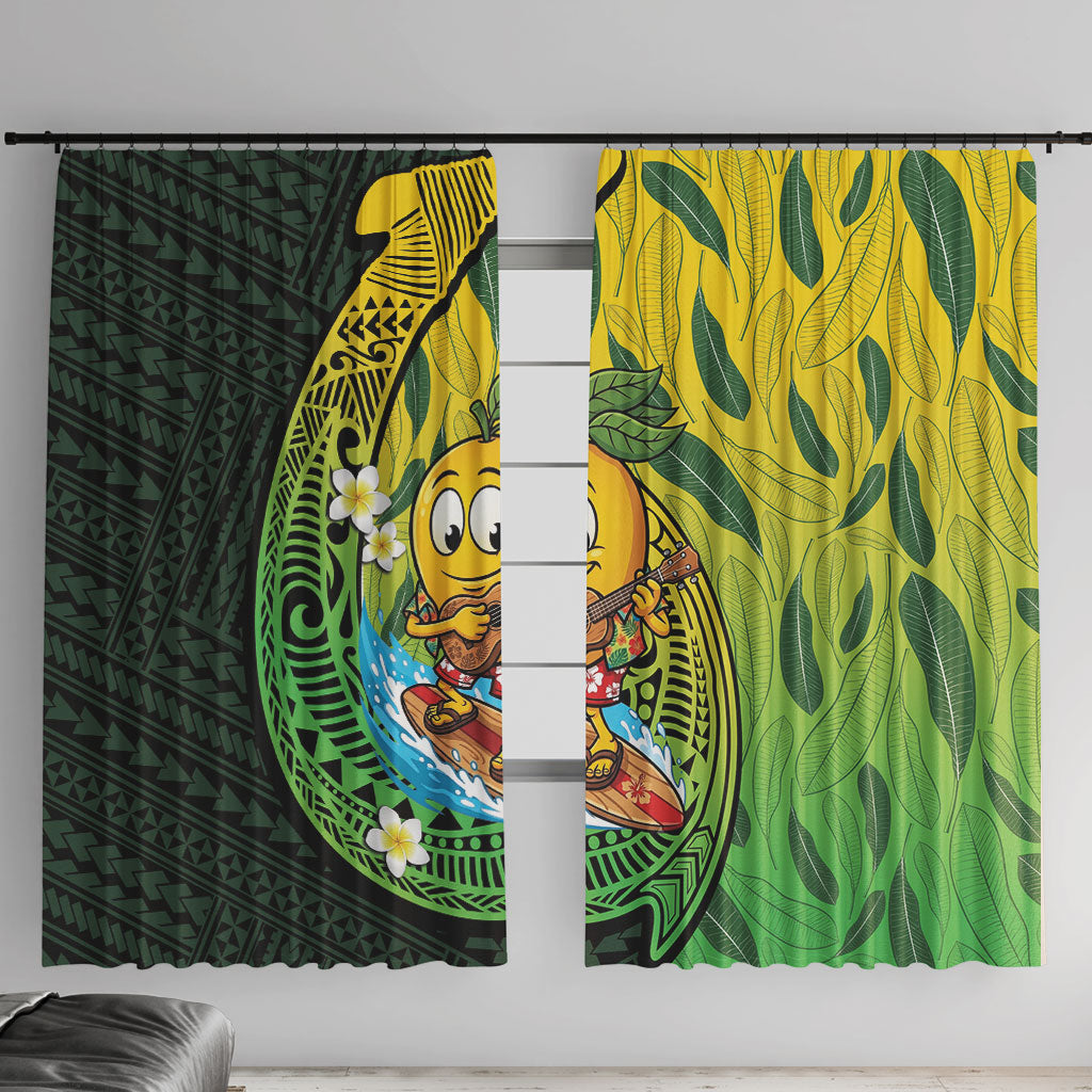 Hawaii Surfing Mango Window Curtain Manako Polynesian Fish Hook LT14 With Hooks Green - Polynesian Pride