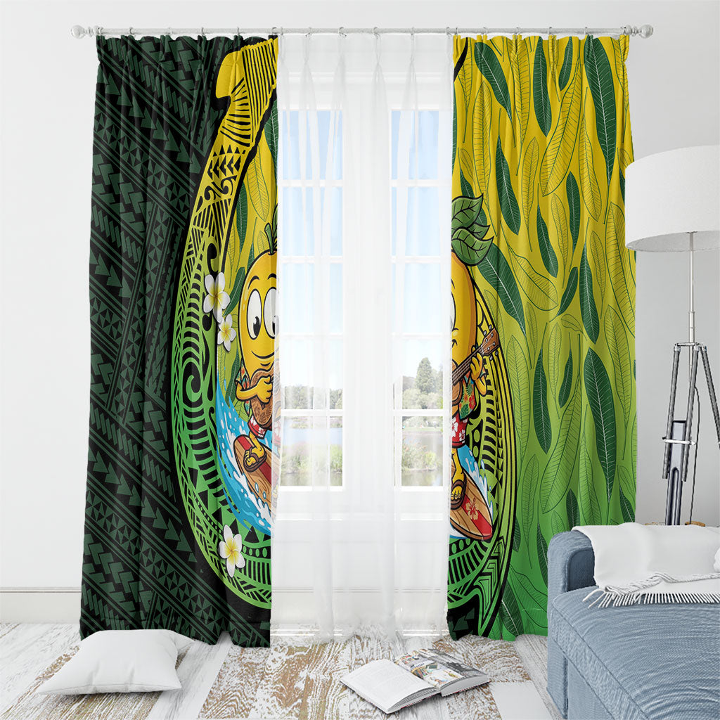 Hawaii Surfing Mango Window Curtain Manako Polynesian Fish Hook