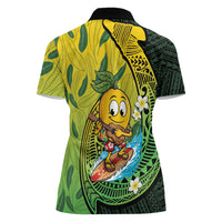Hawaii Surfing Mango Women Polo Shirt Manako Polynesian Fish Hook