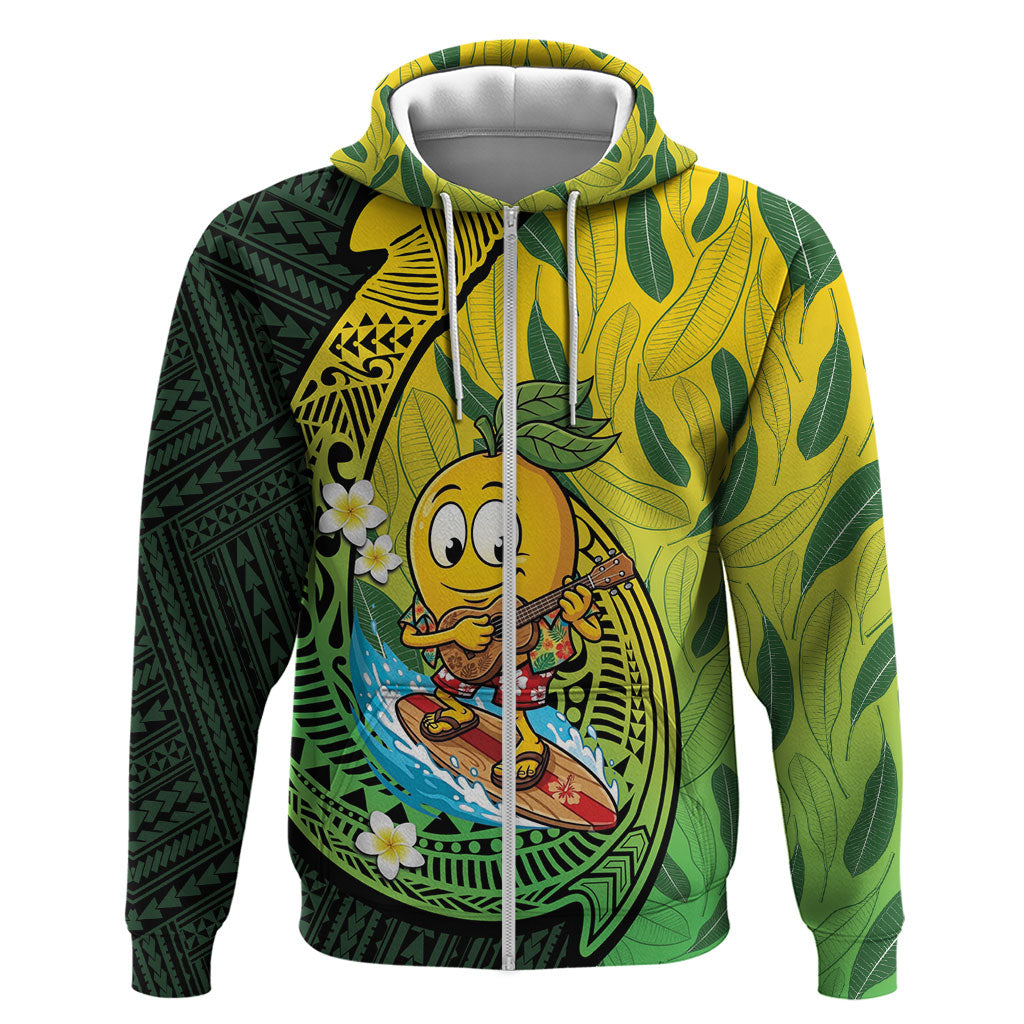 Hawaii Surfing Mango Zip Hoodie Manako Polynesian Fish Hook