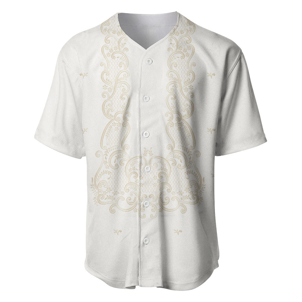 Philippines National Costume Baseball Jersey Barong Tagalog Inspired Ivory White Color LT14 Ivory White - Polynesian Pride