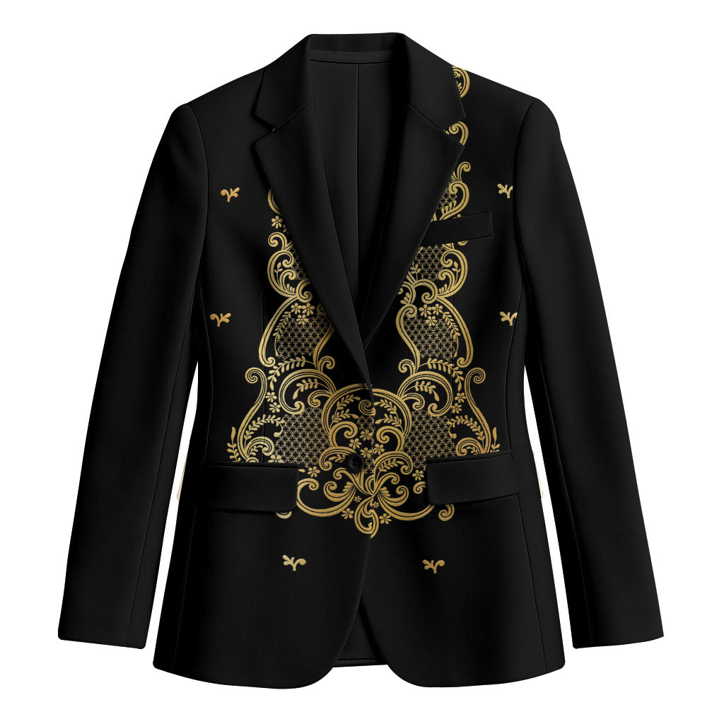 Philippines National Costume Blazer Barong Tagalog Inspired Black Color LT14 Unisex Black - Polynesian Pride