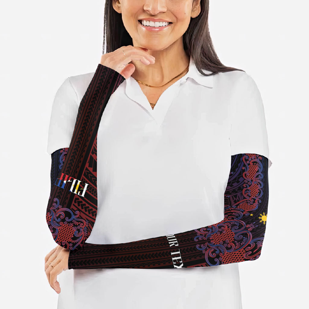 Filipino Barong Tagalog Inspired Personalised Arm Sleeves Mabuhay Philippines Festival Polynesian Pattern LT14 - Polynesian Pride