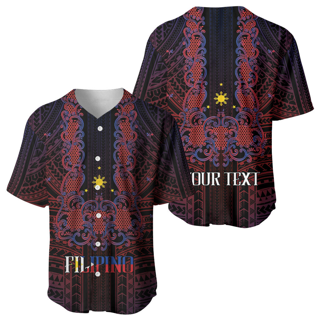 Filipino Barong Tagalog Inspired Personalised Baseball Jersey Mabuhay Philippines Festival Polynesian Pattern LT14 - Polynesian Pride