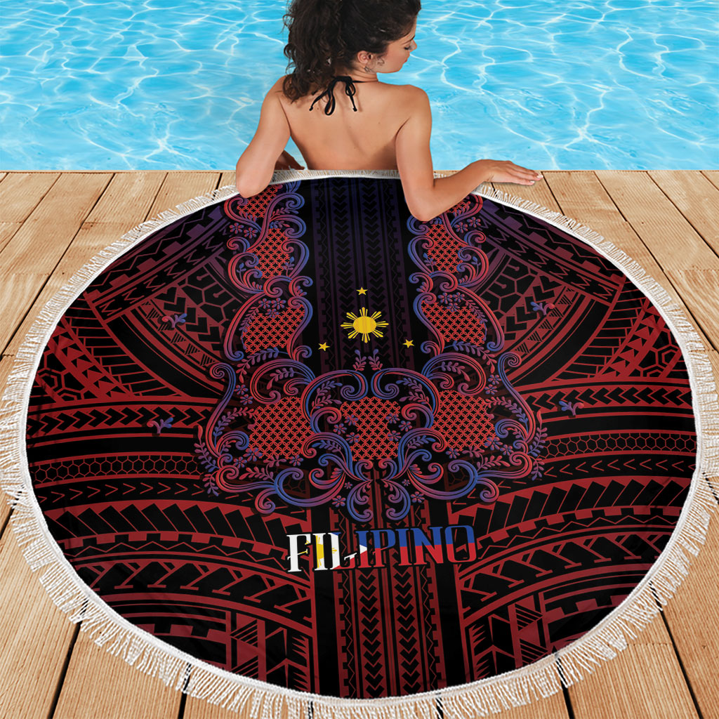 Filipino Barong Tagalog Inspired Beach Blanket Mabuhay Philippines Festival Polynesian Pattern LT14 - Polynesian Pride