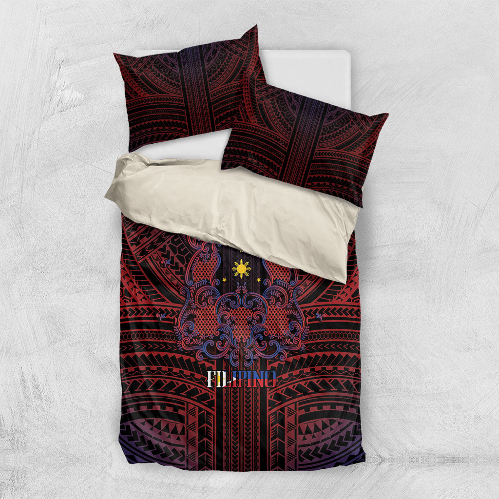 Filipino Barong Tagalog Inspired Bedding Set Mabuhay Philippines Festival Polynesian Pattern LT14 US Twin 172cm x 218cm Black - Polynesian Pride