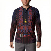 Filipino Barong Tagalog Inspired Personalised Button Sweatshirt Mabuhay Philippines Festival Polynesian Pattern LT14 - Polynesian Pride