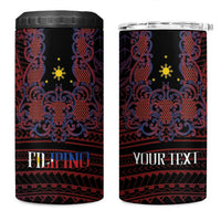 Filipino Barong Tagalog Inspired Personalised 4 in 1 Can Cooler Tumbler Mabuhay Philippines Festival Polynesian Pattern LT14 One Size: 16 oz Black - Polynesian Pride