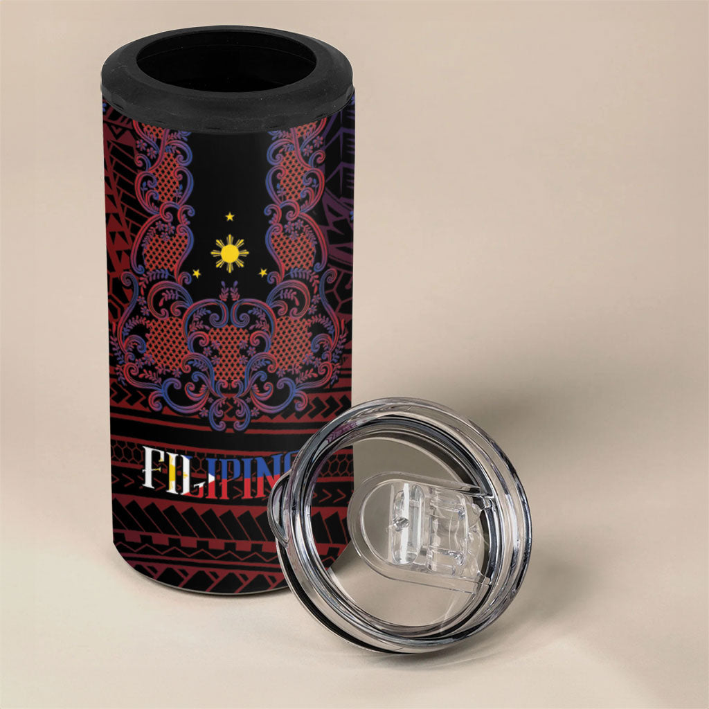 Filipino Barong Tagalog Inspired Personalised 4 in 1 Can Cooler Tumbler Mabuhay Philippines Festival Polynesian Pattern LT14 - Polynesian Pride