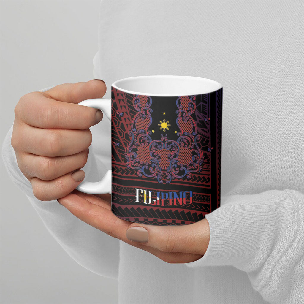Filipino Barong Tagalog Inspired Personalised Ceramic Mug Mabuhay Philippines Festival Polynesian Pattern LT14 - Polynesian Pride