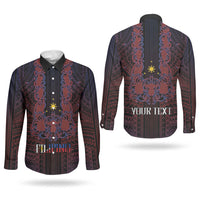 Filipino Barong Tagalog Inspired Personalised Couples Matching Puletasi and Long Sleeve Button Shirt Mabuhay Philippines Festival Polynesian Pattern LT14 - Polynesian Pride