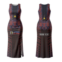 Filipino Barong Tagalog Inspired Personalised Couples Matching Tank Maxi Dress and Hawaiian Shirt Mabuhay Philippines Festival Polynesian Pattern LT14 - Polynesian Pride