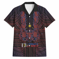 Filipino Barong Tagalog Inspired Personalised Hawaiian Shirt Mabuhay Philippines Festival Polynesian Pattern LT14 Black - Polynesian Pride