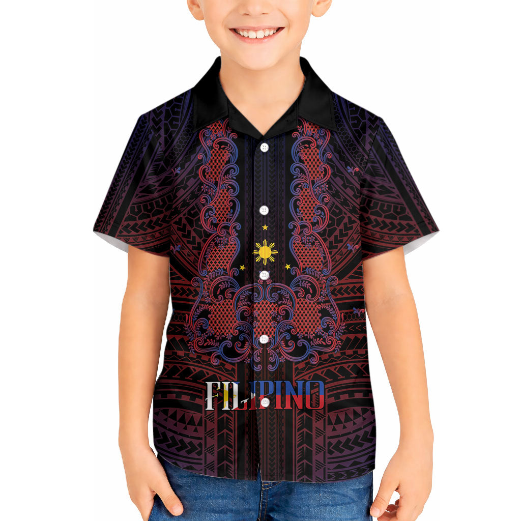 Filipino Barong Tagalog Inspired Personalised Hawaiian Shirt Mabuhay Philippines Festival Polynesian Pattern LT14 - Polynesian Pride