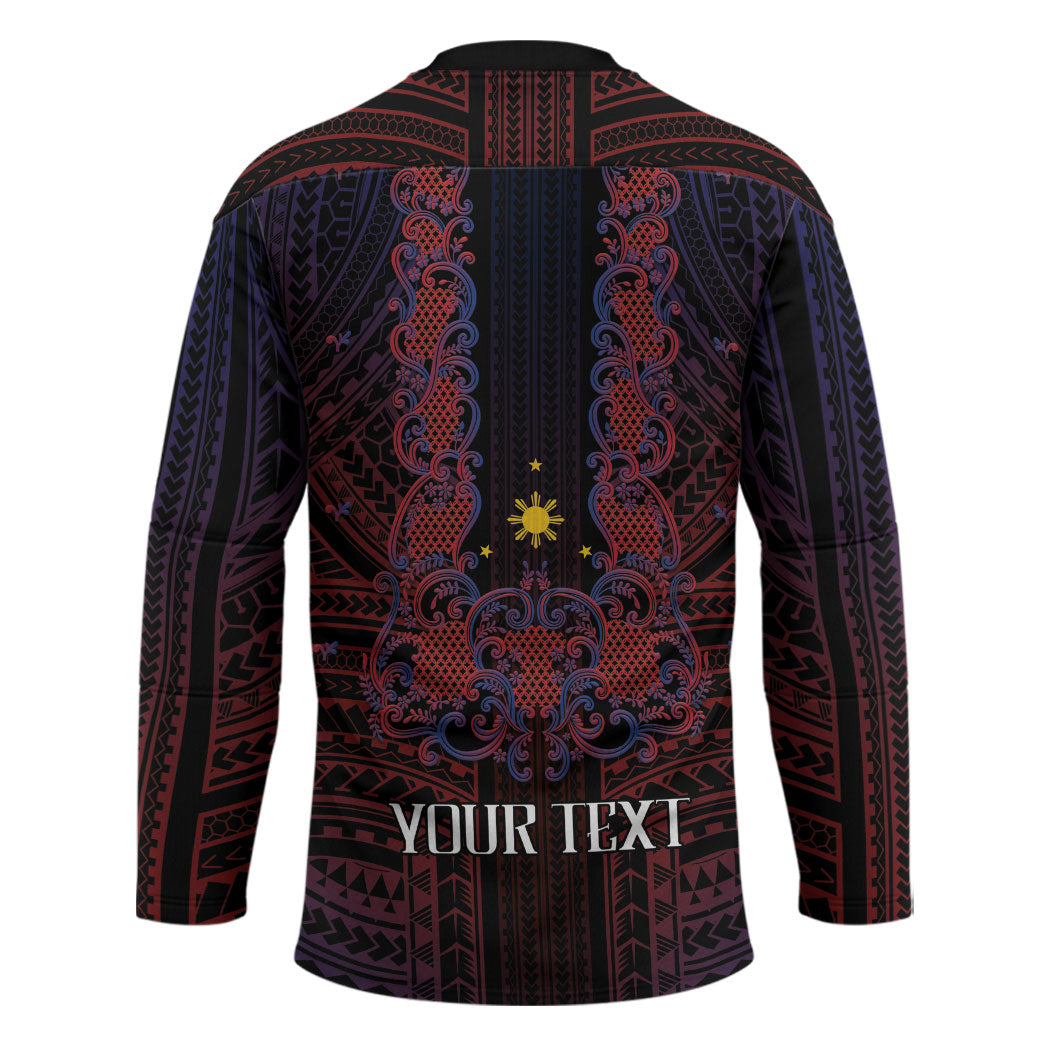 Filipino Barong Tagalog Inspired Personalised Hockey Jersey Mabuhay Philippines Festival Polynesian Pattern LT14 - Polynesian Pride