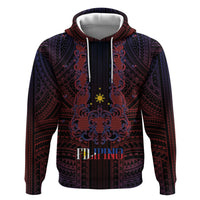 Filipino Barong Tagalog Inspired Personalised Hoodie Mabuhay Philippines Festival Polynesian Pattern LT14 Pullover Hoodie Black - Polynesian Pride