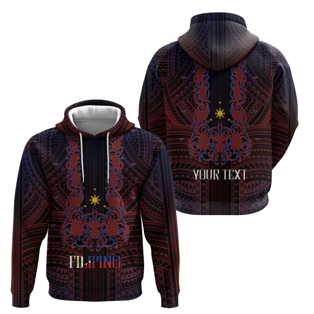 Filipino Barong Tagalog Inspired Personalised Hoodie Mabuhay Philippines Festival Polynesian Pattern LT14 - Polynesian Pride