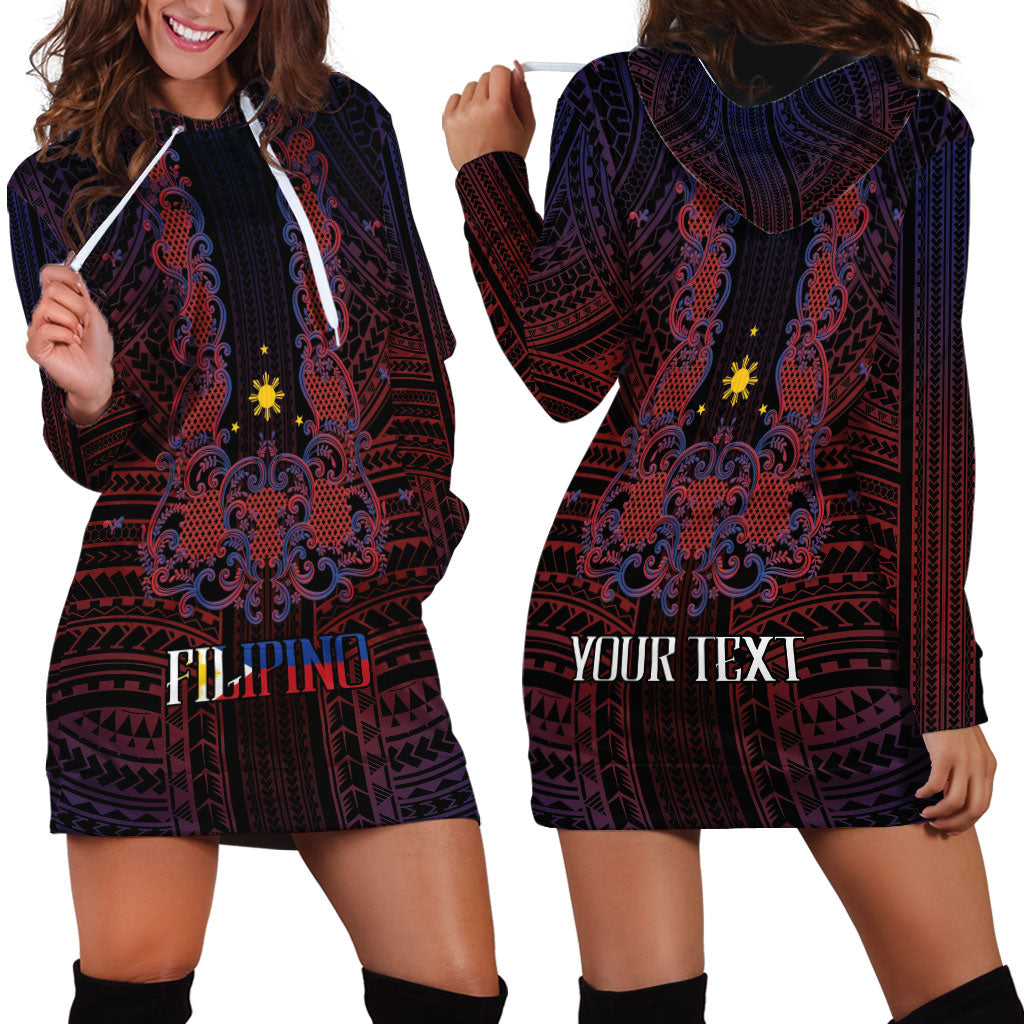 Filipino Barong Tagalog Inspired Personalised Hoodie Dress Mabuhay Philippines Festival Polynesian Pattern LT14 - Polynesian Pride