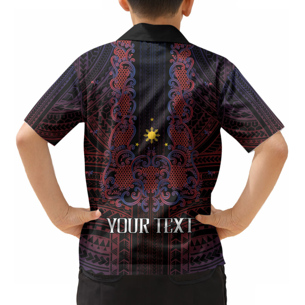 Filipino Barong Tagalog Inspired Personalised Kid Hawaiian Shirt Mabuhay Philippines Festival Polynesian Pattern LT14 - Polynesian Pride