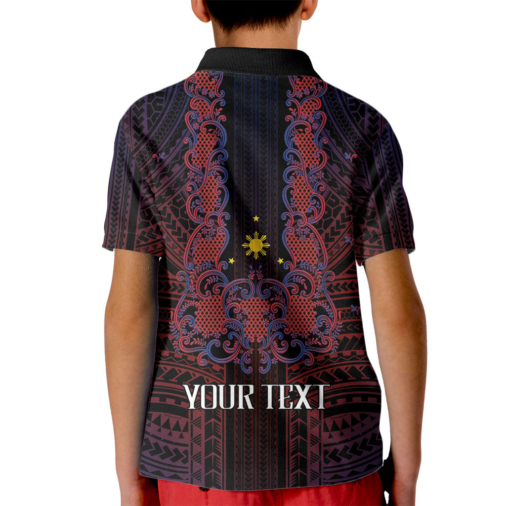 Filipino Barong Tagalog Inspired Personalised Kid Polo Shirt Mabuhay Philippines Festival Polynesian Pattern LT14 - Polynesian Pride