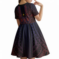 Filipino Barong Tagalog Inspired Personalised Kid Short Sleeve Dress Mabuhay Philippines Festival Polynesian Pattern LT14 - Polynesian Pride