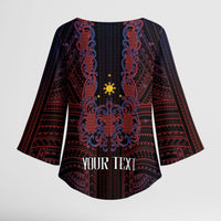 Filipino Barong Tagalog Inspired Personalised Kimono Sleeve Blouse Mabuhay Philippines Festival Polynesian Pattern LT14 - Polynesian Pride