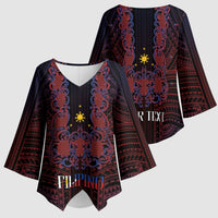 Filipino Barong Tagalog Inspired Personalised Kimono Sleeve Blouse Mabuhay Philippines Festival Polynesian Pattern LT14 - Polynesian Pride