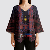Filipino Barong Tagalog Inspired Personalised Kimono Sleeve Blouse Mabuhay Philippines Festival Polynesian Pattern LT14 - Polynesian Pride