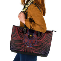 Filipino Barong Tagalog Inspired Leather Tote Bag Mabuhay Philippines Festival Polynesian Pattern LT14 Black - Polynesian Pride