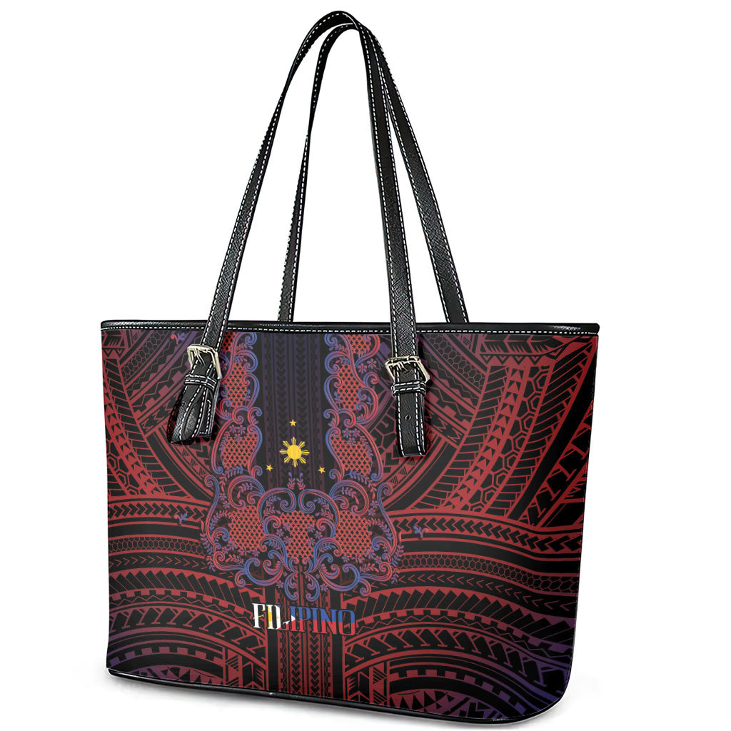 Filipino Barong Tagalog Inspired Leather Tote Bag Mabuhay Philippines Festival Polynesian Pattern LT14 - Polynesian Pride