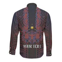 Filipino Barong Tagalog Inspired Personalised Long Sleeve Button Shirt Mabuhay Philippines Festival Polynesian Pattern LT14 - Polynesian Pride