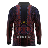 Filipino Barong Tagalog Inspired Personalised Long Sleeve Polo Shirt Mabuhay Philippines Festival Polynesian Pattern LT14 - Polynesian Pride